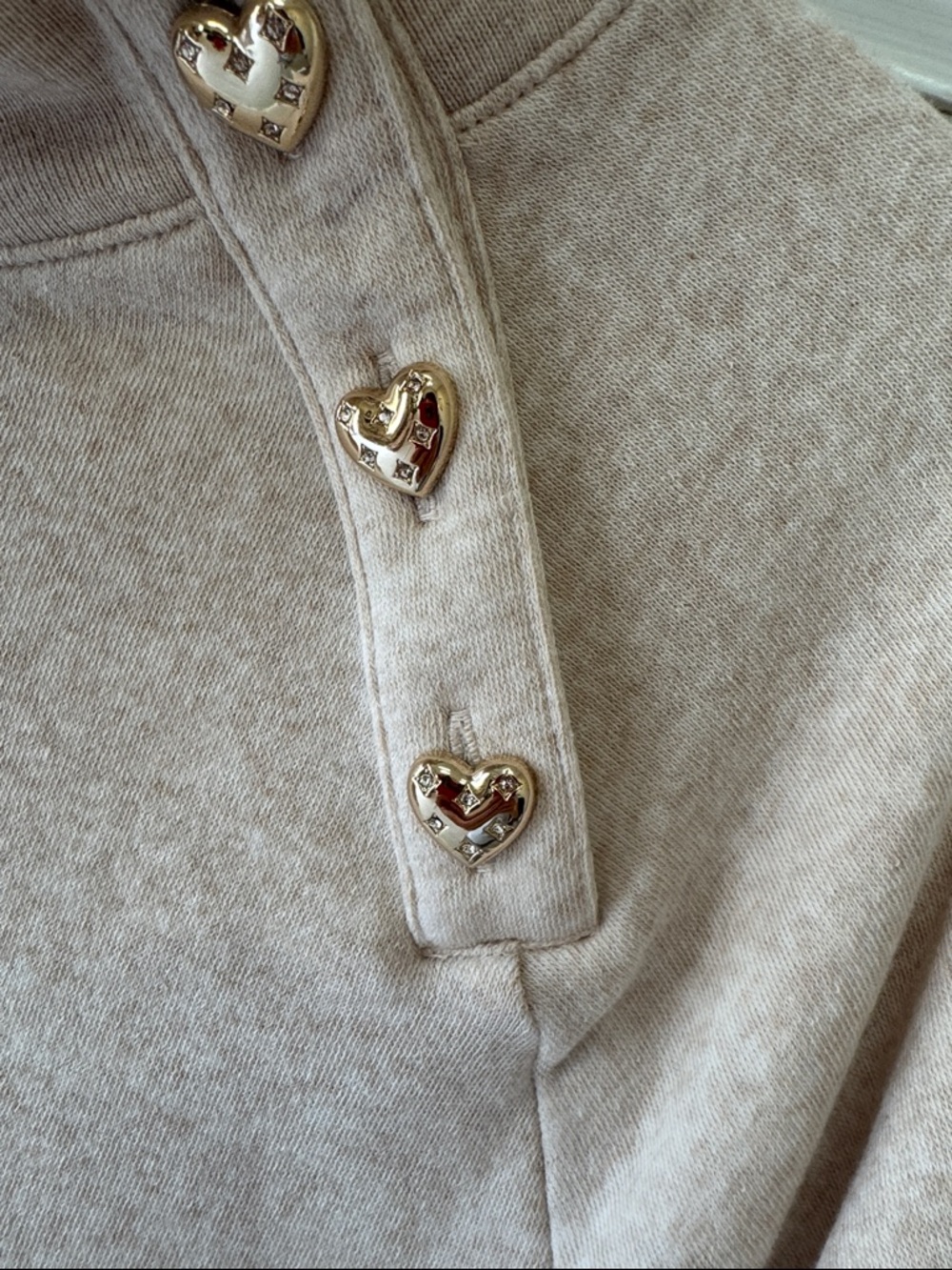 J. Crew Women's Cream Button-Accent Funnel Neck Sweater - Heathered Cream - Picture 5 of 8
